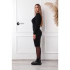 Bordás félgarbós nyakú kötött ruha fekete