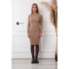 Bordás félgarbós nyakú kötött ruha camel