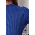 Bordás félgarbós nyakú kötött ruha királykék