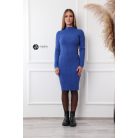 Bordás félgarbós nyakú kötött ruha királykék