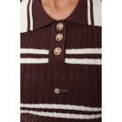 Galléros csíkos kötött pulcsi barna