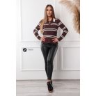 Galléros csíkos kötött pulcsi barna