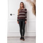 Galléros csíkos kötött pulcsi barna