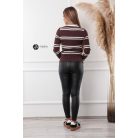 Galléros csíkos kötött pulcsi barna