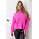 Kerek nyakú oversize kötött pulcsi fukszia