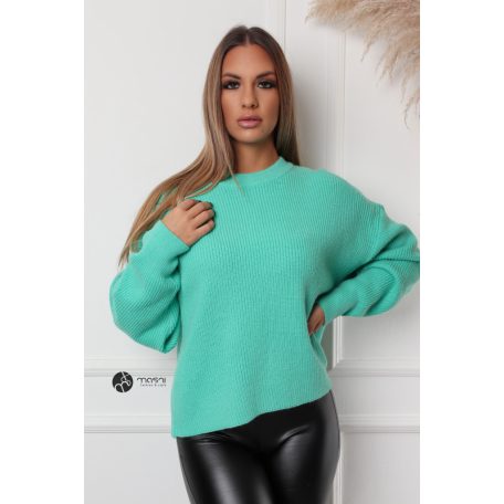 Kerek nyakú oversize kötött pulcsi menta
