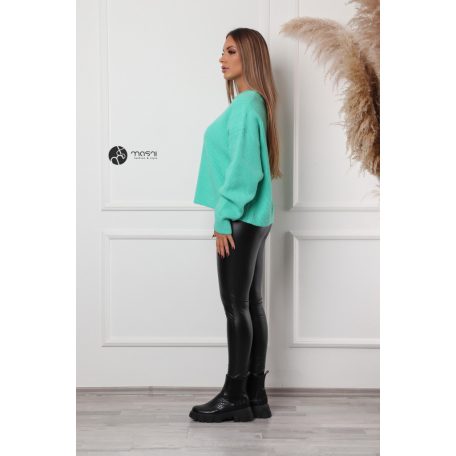 Kerek nyakú oversize kötött pulcsi menta