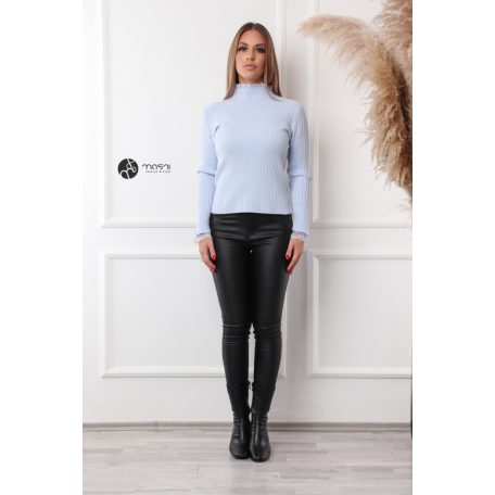 Csipkés magas nyakú kötött felső világoskék