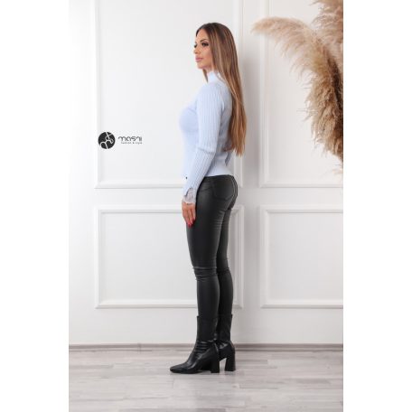 Csipkés magas nyakú kötött felső világoskék