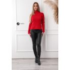 Csipkés magas nyakú kötött felső piros