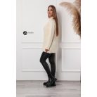 Félgarbós nyakú hosszú kötött pulcsi krém