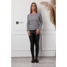 Kerek nyakú fonott mintás kötött felső szürke