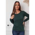 Kerek nyakú basic kötött felső sötétzöld