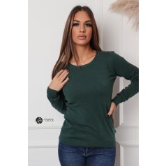 Kerek nyakú basic kötött felső sötétzöld