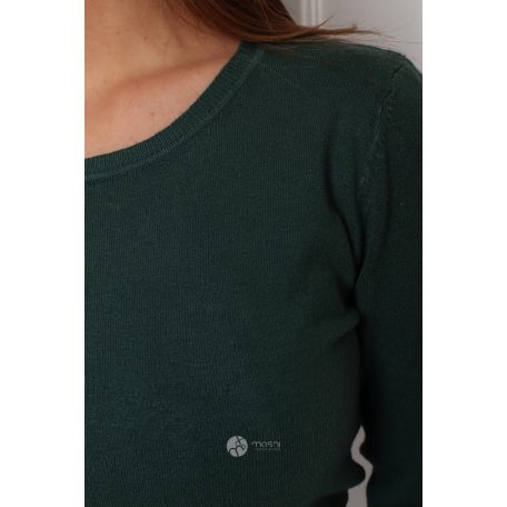 Kerek nyakú basic kötött felső sötétzöld