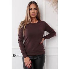 Kerek nyakú basic kötött felső sötétbarna