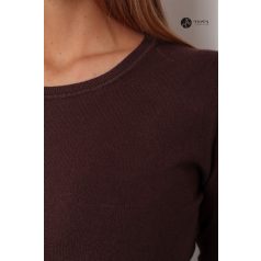Kerek nyakú basic kötött felső sötétbarna