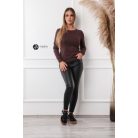 Kerek nyakú basic kötött felső sötétbarna