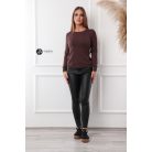 Kerek nyakú basic kötött felső sötétbarna