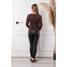 Kerek nyakú basic kötött felső sötétbarna