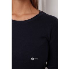 Kerek nyakú basic kötött felső sötétkék