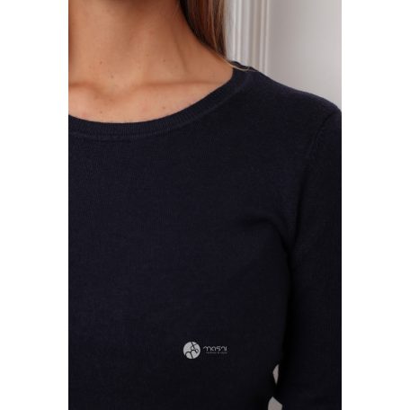 Kerek nyakú basic kötött felső sötétkék