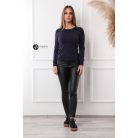 Kerek nyakú basic kötött felső sötétkék