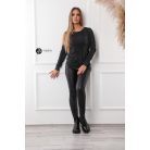 Kerek nyakú csillogó kötött felső fekete