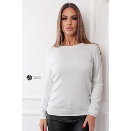 Kerek nyakú csillogó kötött felső fehér