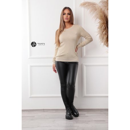 Kerek nyakú csillogó kötött felső arany