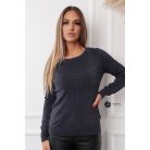 Kerek nyakú csillogó kötött felső sötétkék