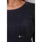 Kerek nyakú csillogó kötött felső sötétkék