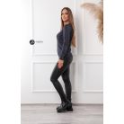 Kerek nyakú csillogó kötött felső sötétkék