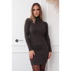 Garbós csillogó bordás ruha sötétbarna