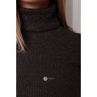 Garbós csillogó bordás ruha sötétbarna