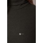 Garbós csillogó bordás ruha sötétzöld