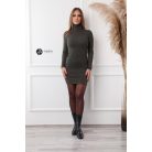 Garbós csillogó bordás ruha sötétzöld