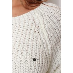   Csónak nyakú kétoldalt felvágott kötött tunika/ruha fehér