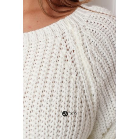 Csónak nyakú kétoldalt felvágott kötött tunika/ruha fehér