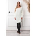 Csónak nyakú kétoldalt felvágott kötött tunika/ruha fehér
