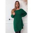 Csónak nyakú kétoldalt felvágott kötött tunika/ruha zöld