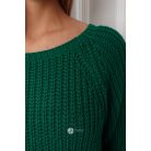 Csónak nyakú kétoldalt felvágott kötött tunika/ruha zöld