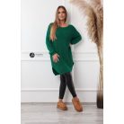 Csónak nyakú kétoldalt felvágott kötött tunika/ruha zöld