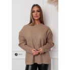 Kerek nyakú oversize kötött pulcsi mogyoró