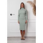 Garbós nyakú bordás anyagú ruha pisztácia zöld