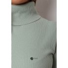 Garbós nyakú bordás anyagú ruha pisztácia zöld