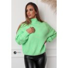 Félgarbós nyakú kötött pulcsi neon zöld