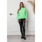 Félgarbós nyakú kötött pulcsi neon zöld