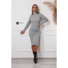 Garbós nyakú kötött ruha szürke