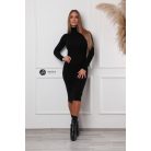 Garbós nyakú kötött ruha fekete